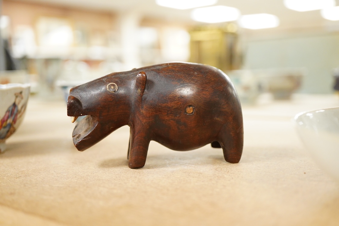 An African carved hardwood model of a hippopotamus, 9cm
